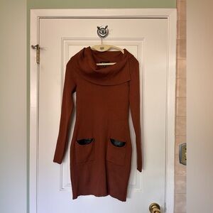 BCX Rust Brown Cowl Neck Sweater Tunic